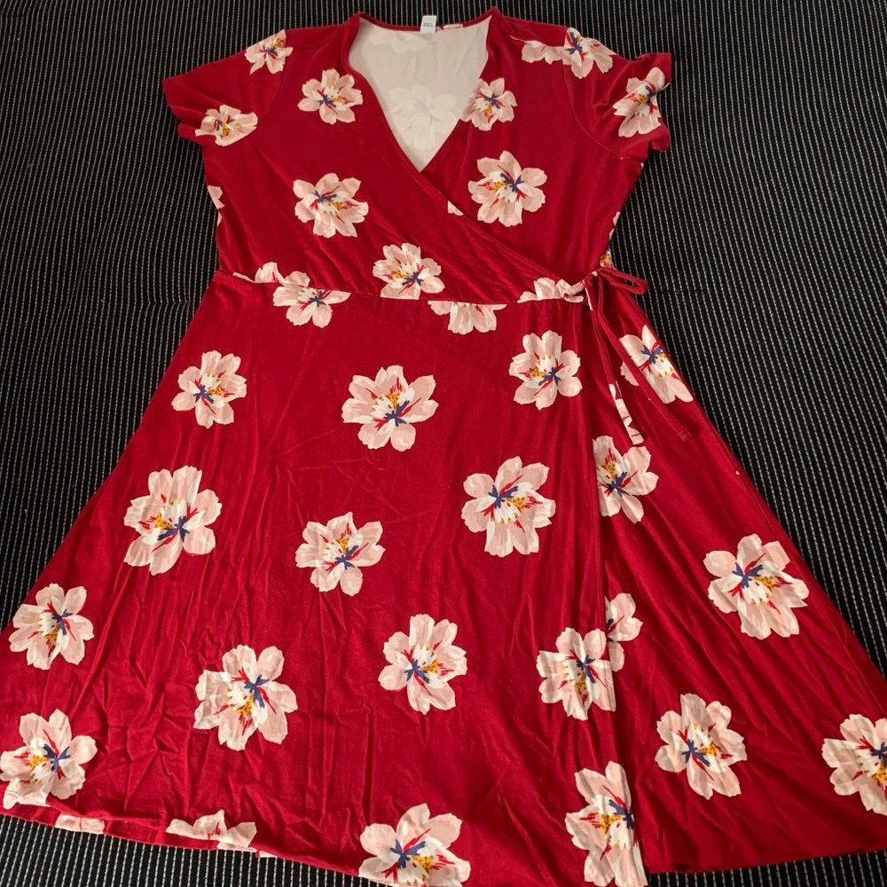 Old Navy Burgundy Floral Wrap Dress